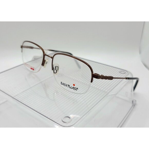 EasyTwist Satin Chocolate Oval Half-Rim Wire Metal Polarized Glasses 51-17-135 - Picture 3 of 14